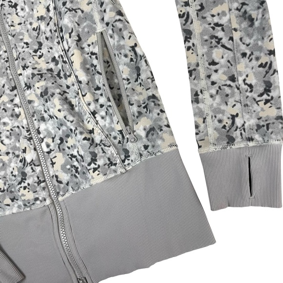 lululemon Nice Asana Jacket Fleur Silver Spoon Grey Sz 4 - Picture 12 of 15